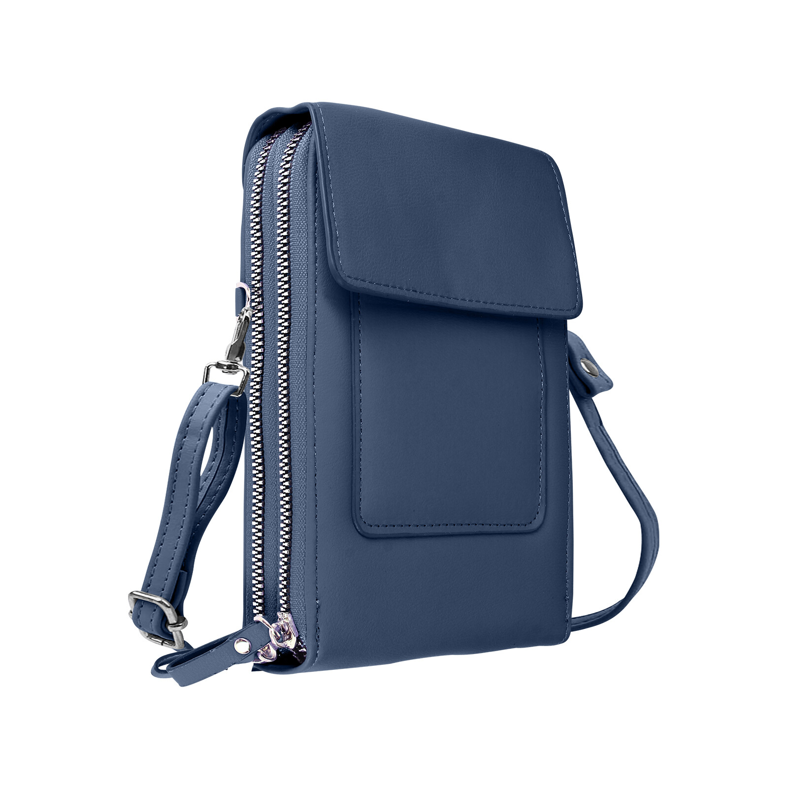 Cross-body Phone Pouch Faux-leather 130cm Blue Strap