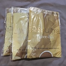 Silkies Ultra Knee Hi  s Queen Size Beige/honey Compression USA 2004 NOS
