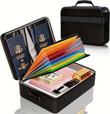 Classic Fireproof Document Organizer with Combination Lock - Travel Essential
