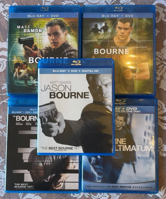 Bourne Identity Supremacy Ultimatum Jason Legacy 1-5 Blu-ray Movies Lot F1100