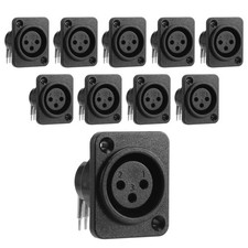 10pcs Black XLR 3pin Female Jack Panel Mount Chassis PCB Socket Connector B2J9