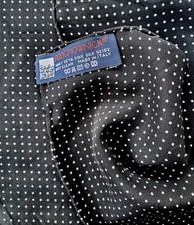 Vintage Prochownick Italy Silk Pocket Square Black with White Microdots