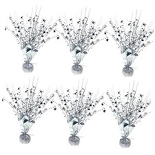 6 Pack Metallic Foil Spray Centerpiece Star Table Decoration Burst Silver