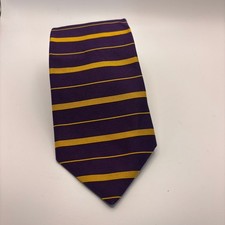 Brooks Brothers Purple Gold Yellow Stripe Silk Tie Made in USA Classic LSU