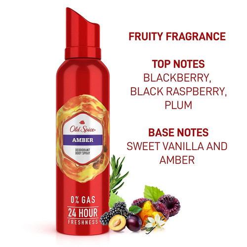 3x Old Spice Amber Deodorant Body Spray for Men, 140 milliliters Free Shipping - Picture 5 of 6