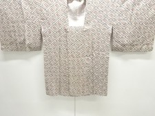 7680882: JAPANESE KIMONO / ANTIQUE MICHIYUKI COAT / SILK / ALL SHIBORI / RHOMBUS