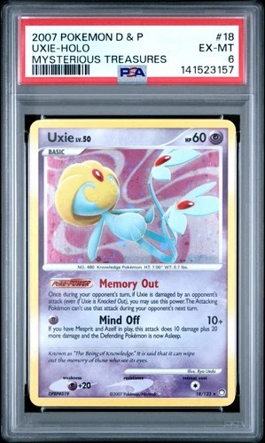 2007 POKEMON DIAMOND & PEARL MYSTERIOUS TREASURES #18 UXIE-HOLO PSA 6