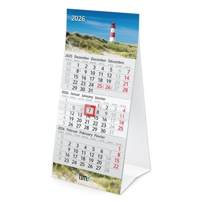 Tischkalender 2026 klein zum Aufstellen - 3 Monatskalender mit Schieber I tr357