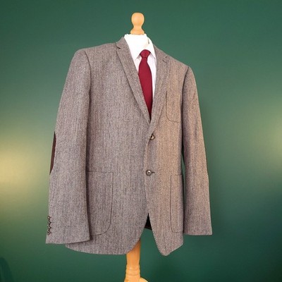 Peter Werth Blazer Jacket Mens XXL Slim Fit Brown Elbow Patch London N.1