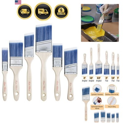 Paint Brushes Set 6 Pack for Walls Furniture Stain Latex Oil Easy Clean