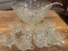 Vintage Anchor Hocking Arlington  NEW Punch Bowl Set w/ 8 Cups & Hooks