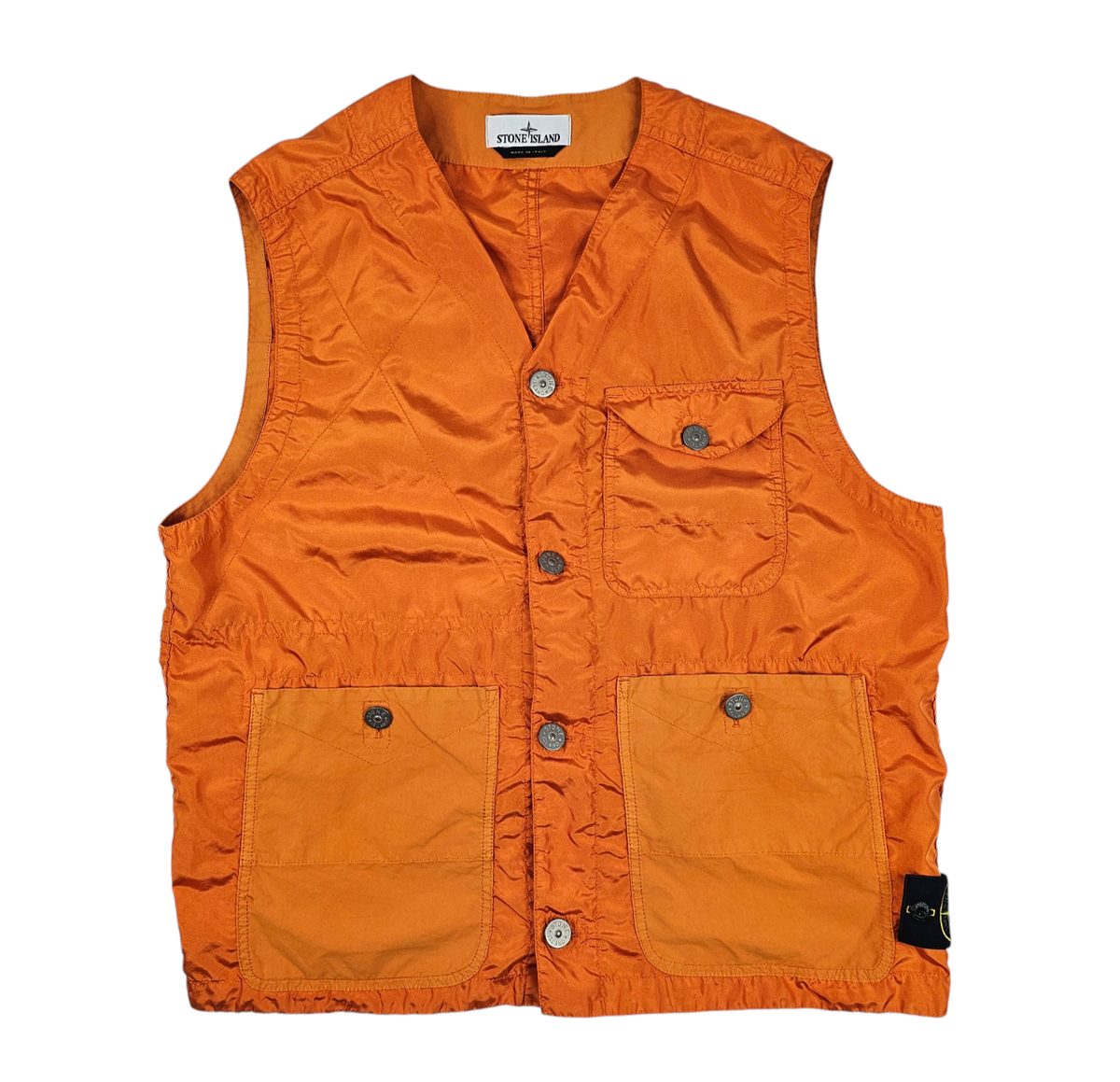 Stone Island Mens Orange Garment Dyed Vest Size In Orange Size XL