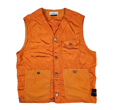 Stone Island Mens Orange Garment Dyed Vest Size In Orange Size XL