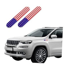 2PCS USA American Metal Flag Auto Fender Emblem, American Flag Car Decal, Red
