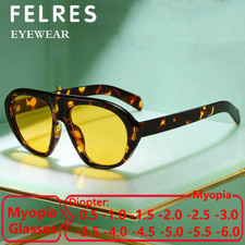 Men Women Oval Tinted Myopia Nearsighted Glasses Outdoor Shade Sunglasses New