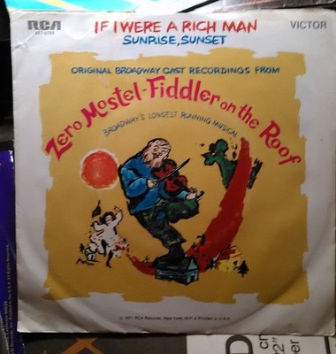 Zero Mostel, If I Were a Rich Man/Sunrise Sunset ~ RCA Victor 45 +PS