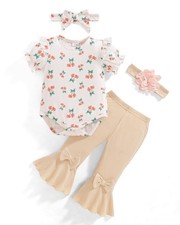 Vibebox Preemie Baby Girl Clothes Spring Summer Short Preemie, White-cherries