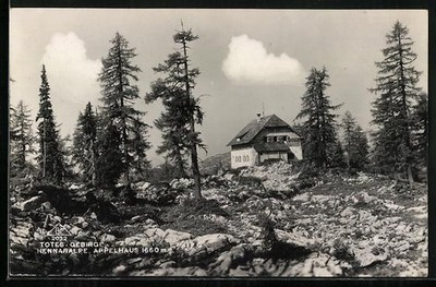Appelhaus auf der Hennaralpe, Totes-Gebirge, Ansichtskarte 1938 