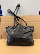 Vintage Gold Pfeil Germany Handmade Calfskin Leather Tote Shoulder Bag Black