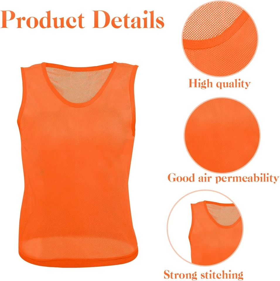 Newcotte 24 Piezas Chalecos Pinnies Scrimmage Equipo Práctica Adulto, XL, Naranja Foto 3 de 4