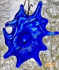 Pair of Handblown Cobalt Blue Glass Seashells — photo 3