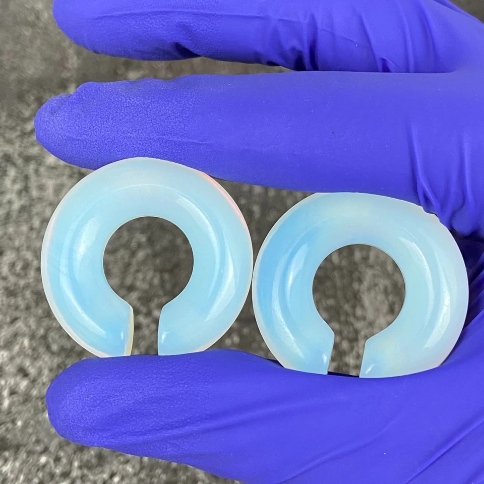 Par de pesas de oreja de aro de piedra opalita (STN-680) conjunto de medidores de oreja ELIGE EL TAMAÑO Foto 3 de 3