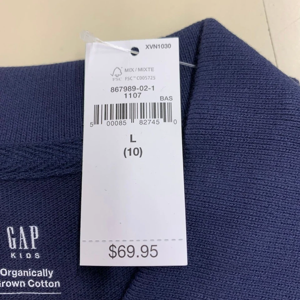 Polo uniforme de algodón orgánico GAP para niños talla L azul marino Foto 3 de 4