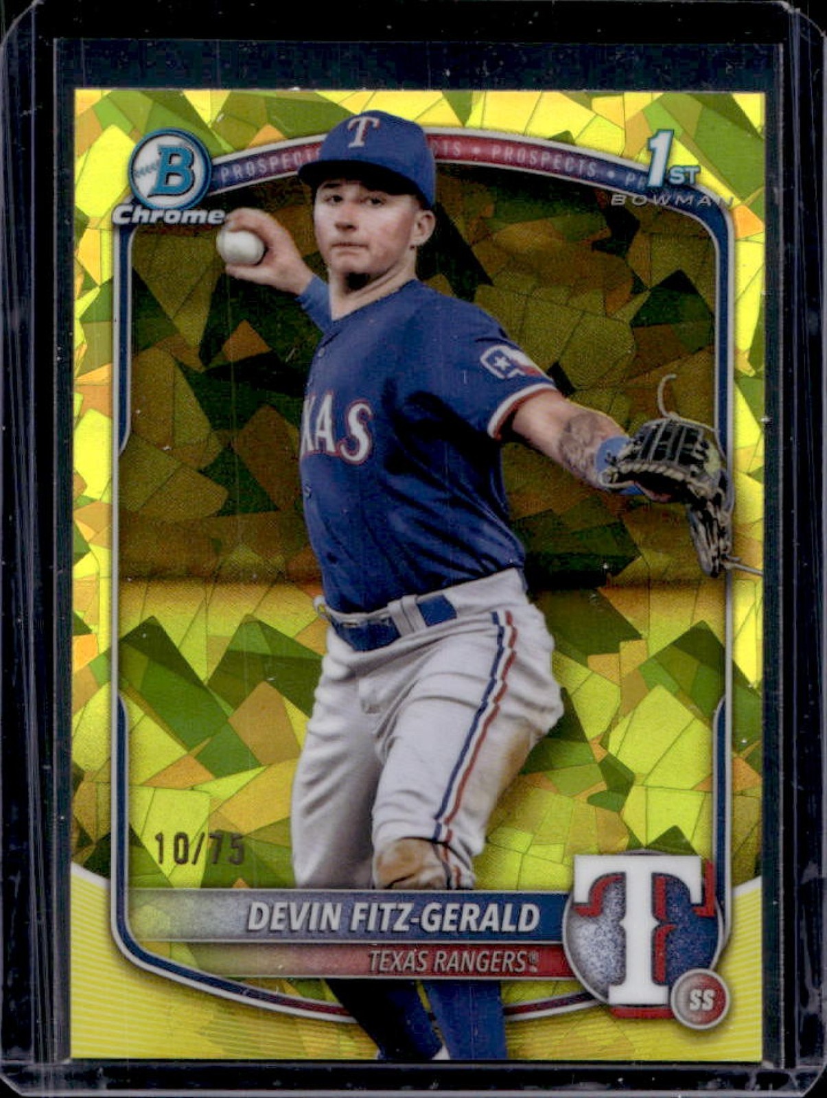 2025 Bowman Chrome Sapphire Devin Fitz-Gerald Yellow Refractor 1st Prospect #/75