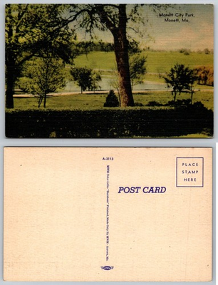 #ad #ad Vintage Monett City Park Monett MO Linen Postcard MWM Color Litho Bursheen $4.44