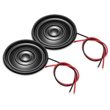2 Pcs 2W 8 Ohm Small Speakers Metal Round Speaker with Wires, 30x5mm Black