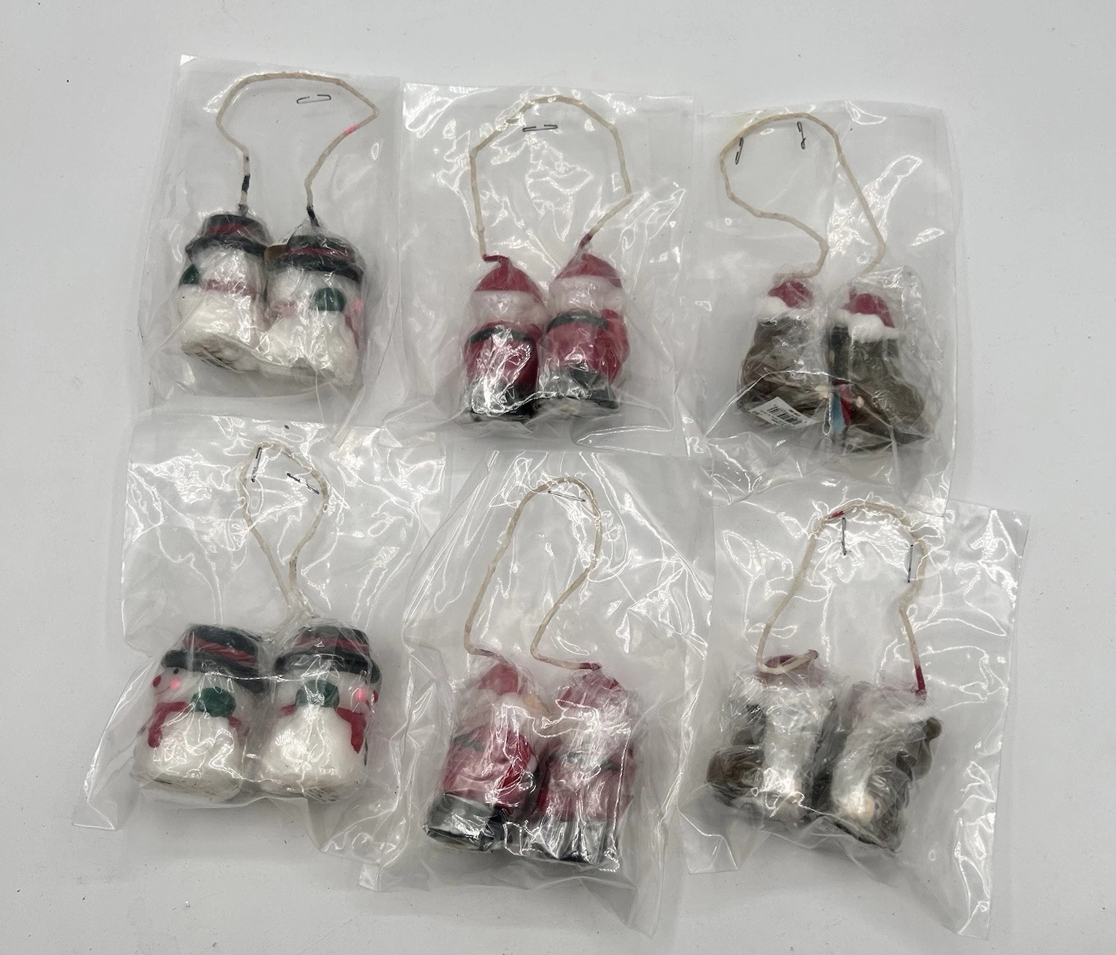 Vintage Christmas Figures Holiday Mini Candles Snowmen Santa Bear 2.5" Lot of 6 - product detail image 5