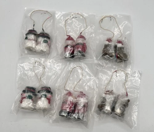 Vintage Christmas Figures Holiday Mini Candles Snowmen Santa Bear 2.5" Lot of 6 image 5