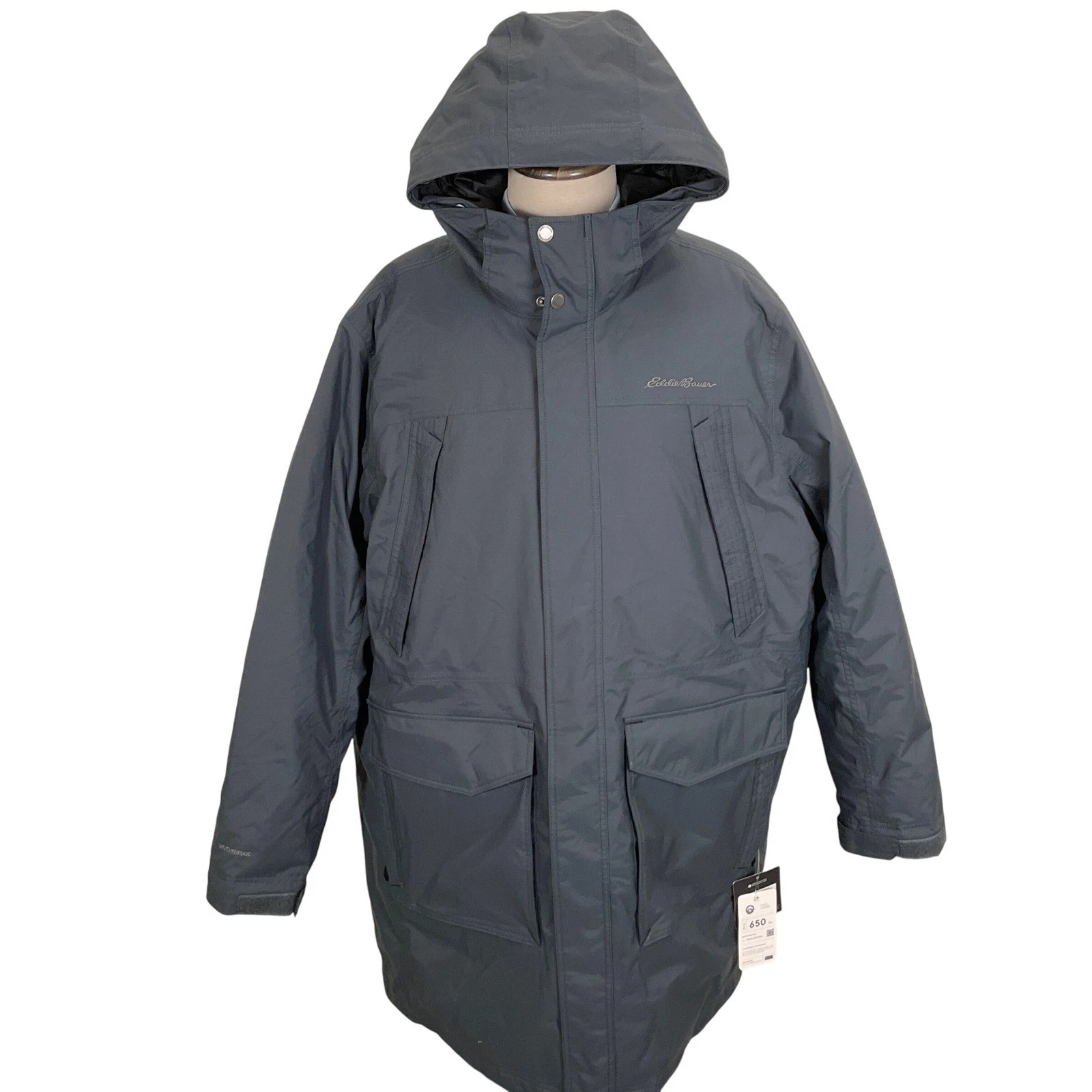Eddie Bauer Stadium Coat Men 3XL Gray Mr Superior Down 650 Fill Parka Storm
