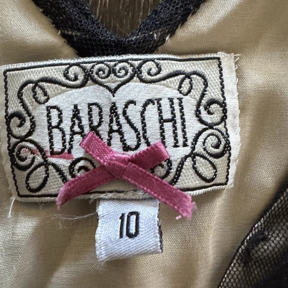 Женское платье Baraschi Anthropologie размер 10 черное тюлевое романтическая вечеринка с вышивкой - Изображение 2 из 4