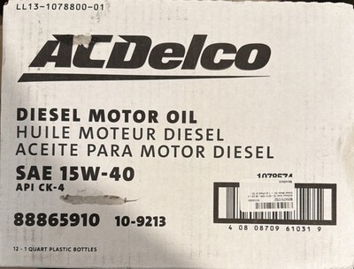 12X ACDelco Diesel Heavy Duty Oil 15W-40, 6.6 Engine