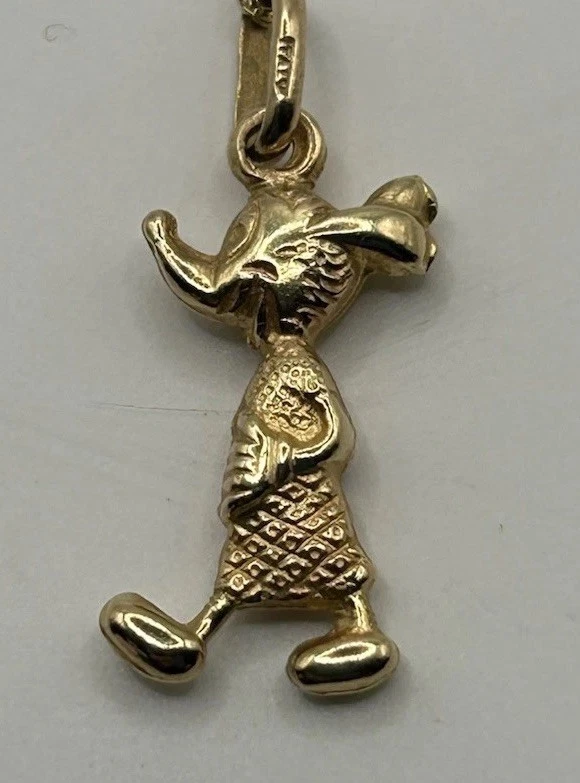 Винтажный 14K желтое золото Минни-Маус подвеска и ссылка стиль ожерелье 2,84 грамма - Изображение 2 из 4