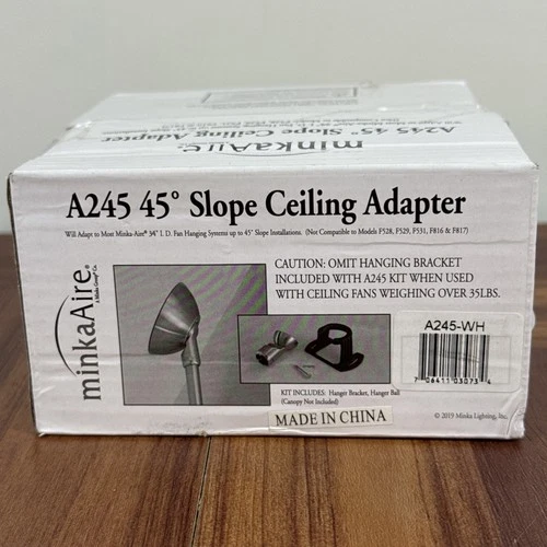MinkaAire A245 45deg  Slope White Ceiling Fan Adapter A245-WH FREE SHIPPING - Picture 2 of 4