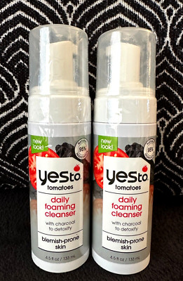  2pk YES TO TOMATOES FOAMING FACIAL CHARCOAL DETOX CLEANSER BLEMISH SKIN 5oz