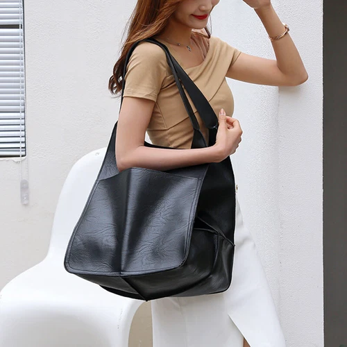 Women Large Capacity Soft Leather Casual Tote Shoulder Bag Retro Shopper Handbag - Picture 17 of 35