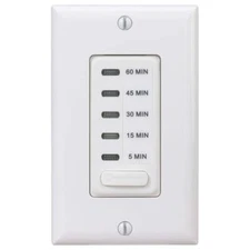 EI205W 5/15/30/45/60 Minute Electronic in-Wall Countdown Auto-Off Timer, White