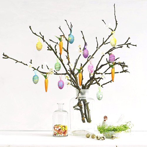 25 PCS Easter Egg Carrot Hanging Ornaments with Green Grass Easter Egg Ornaments - Picture 4 of 12