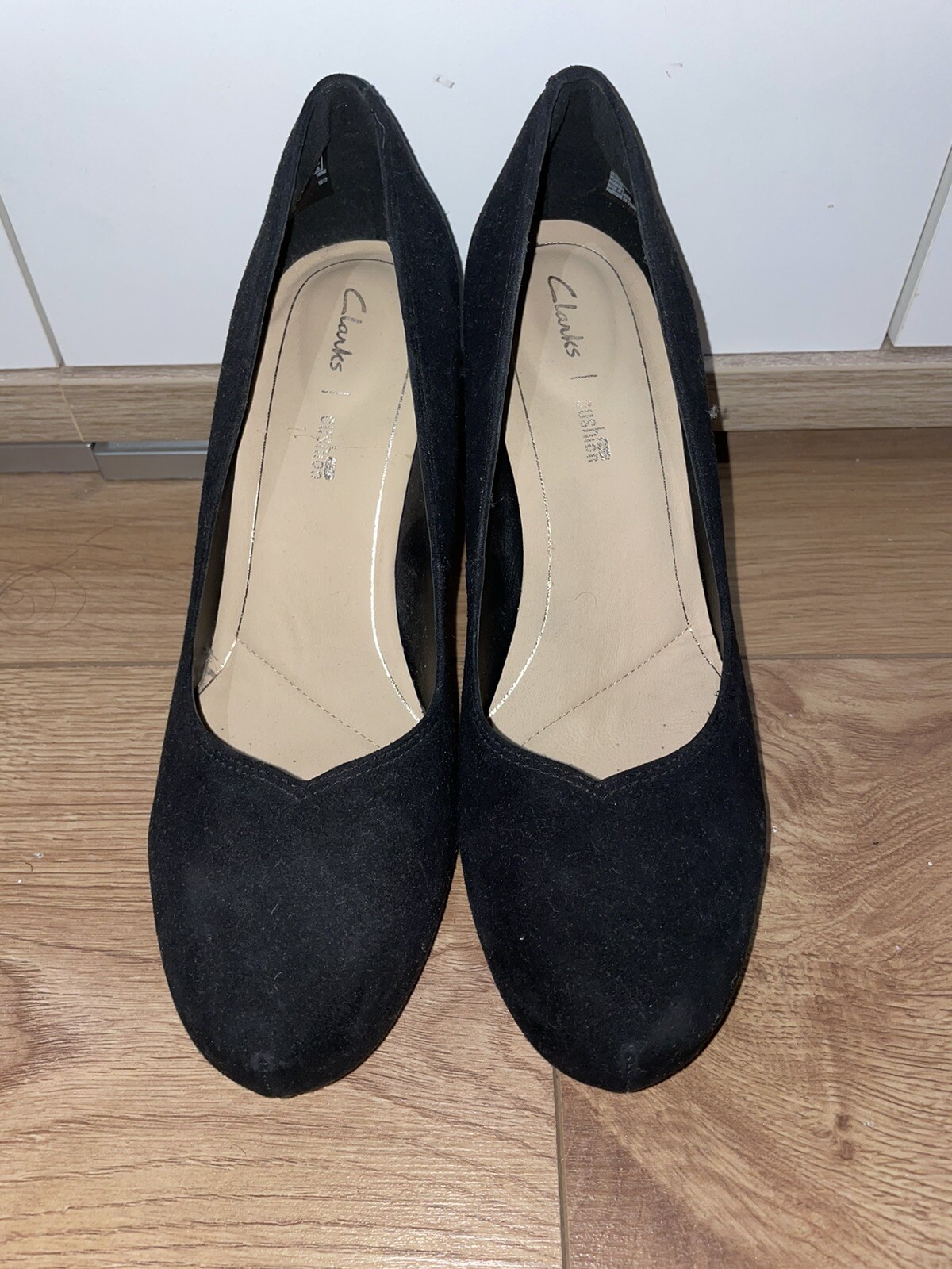 Clarks black suede heels size 6 | eBay