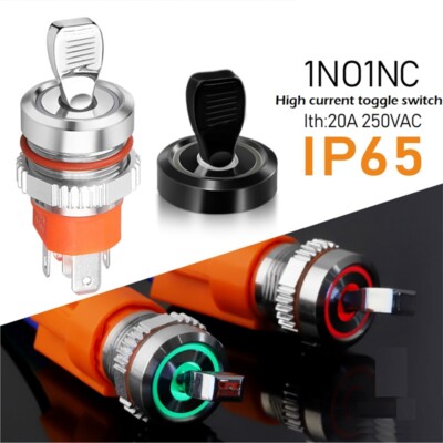 16mmBi-Color Lamp 1NO 1NC 15A 2Gear High Current Metal Toggle Switch Gear Switch