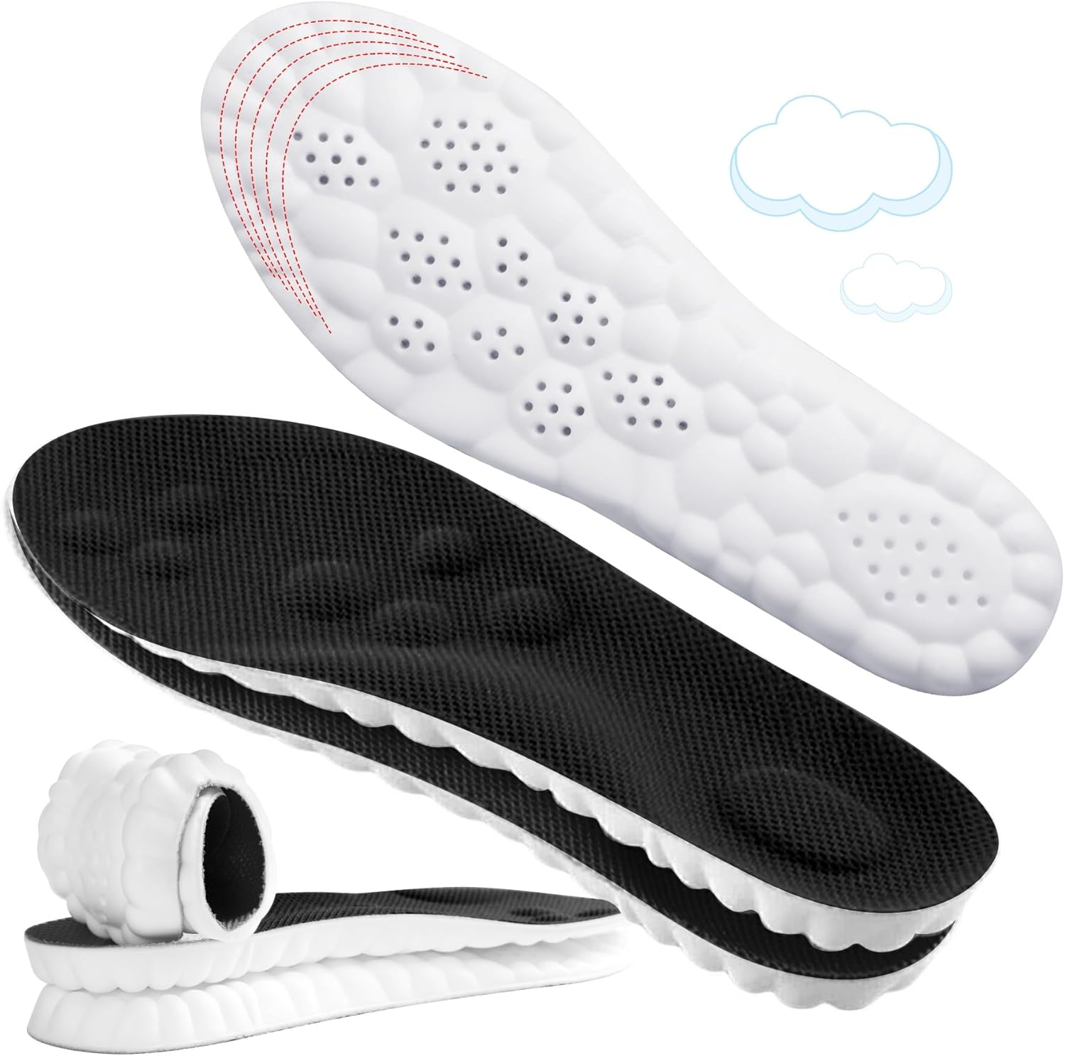 4D Cloud Insoles for Men - Soft Memory Foam with Arch Support for Comfort