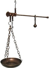 Bilancia decorativa stadera strumento di calcolo in ottone brunito 3a Misura