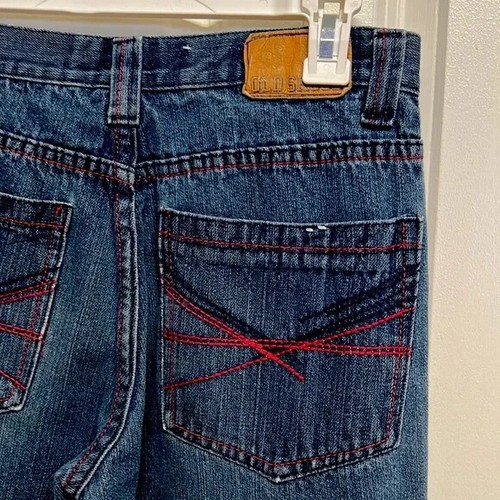 Old Skool Blue Denim 5 Pocket Distressed Jeans Boys Size 16 - Picture 6 of 7