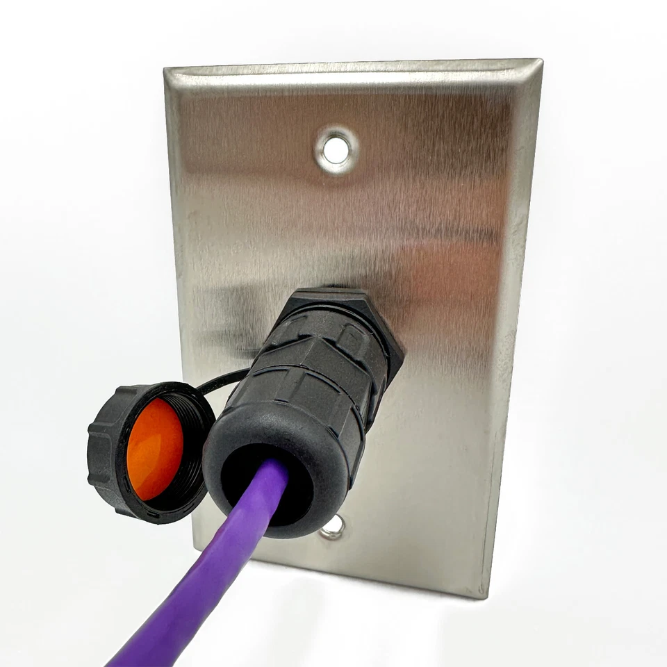 Outdoor Weatherproof Ethernet Wall Plate Bulkhead Connector Jack IP67 RJ45 CAT6 - Image 2 of 4