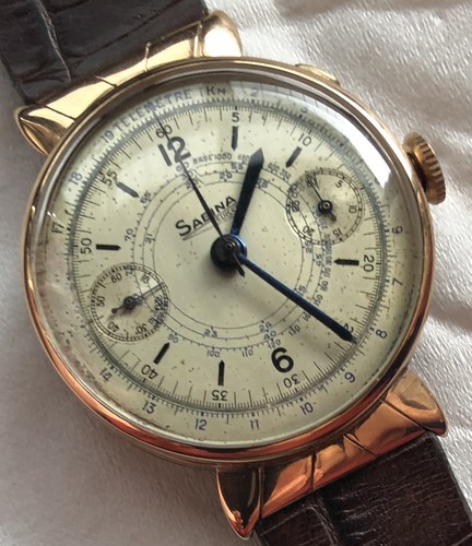 Sabina Chronograph mens wristwatch gold plated case fancy lugs cal.  Landeron 3 | eBay