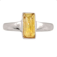 Natural Cabochon Imperial Topaz - Brazil 925 Silver Ring Jewelry s.6.5 CR64146
