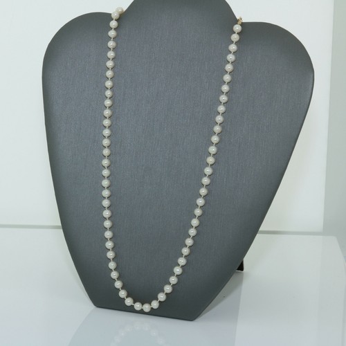 14K Yellow Gold Freshwater Pearl Necklace 20 Inch Long - Picture 4 of 5